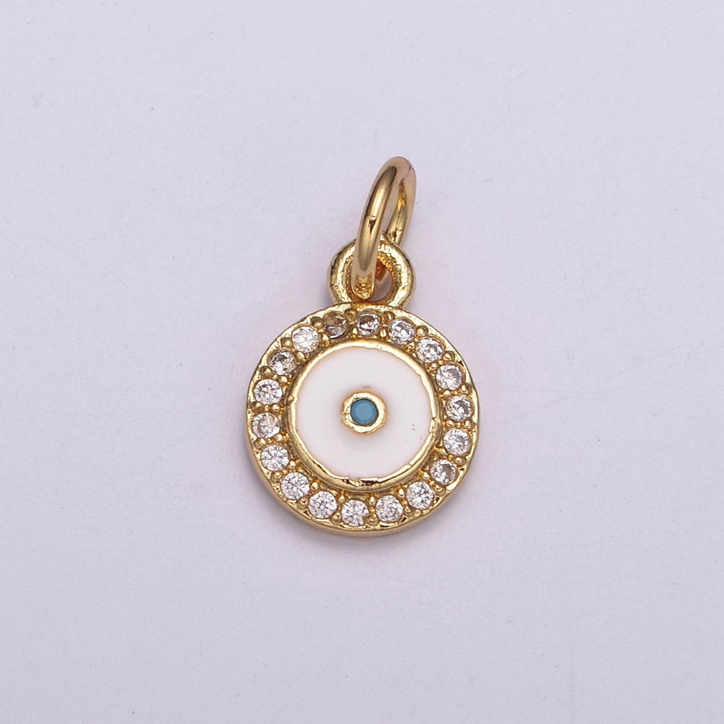 Cluster Cubic Pave Gold Charm, Blue CZSolitaire CZ Pendant ,Enamel Cubic Mini Pendant, Dainty Bracelet Earring Necklace Charm, N-233