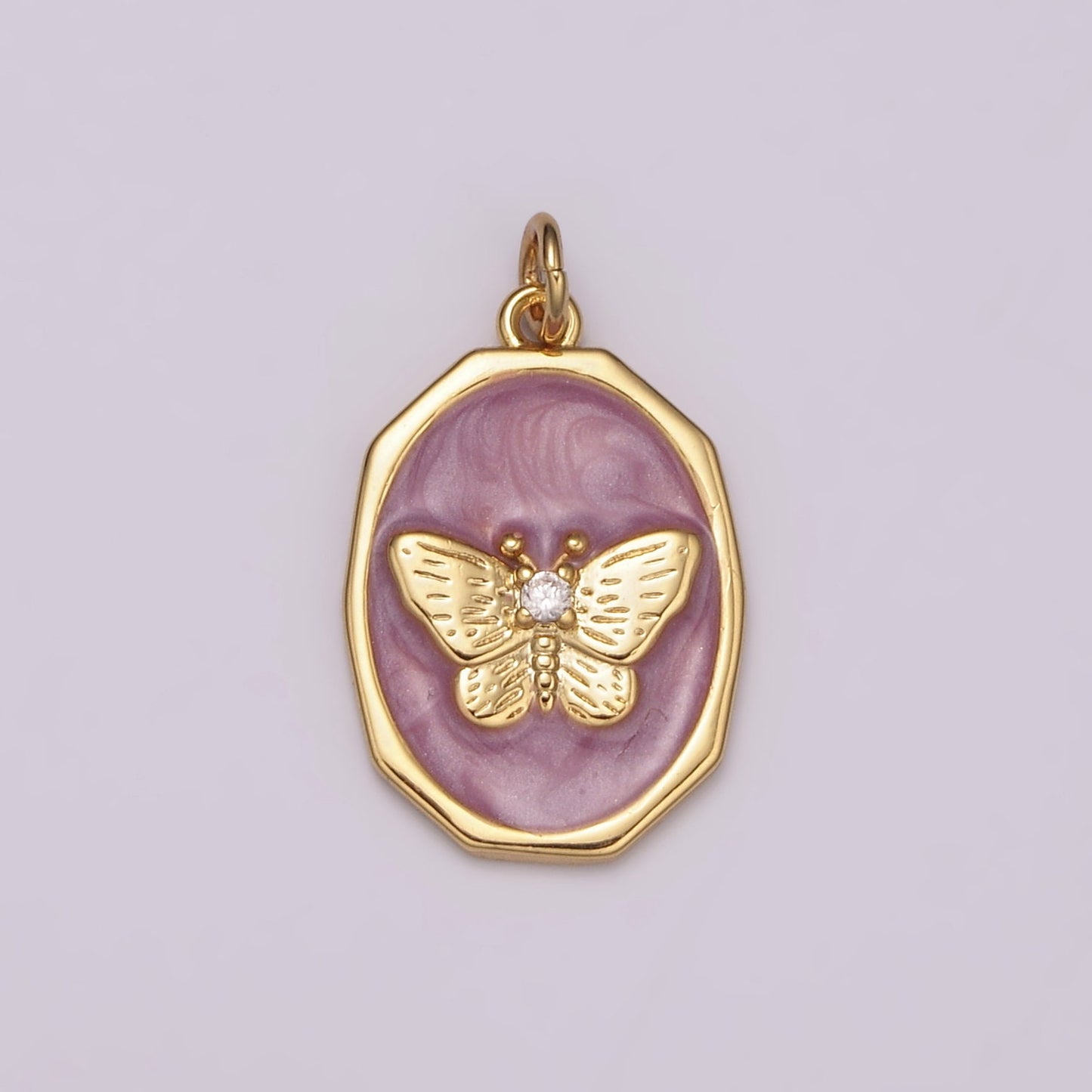 Purple enamel Butterfly charms Oval Epoxy Monarch charms for Necklace bracelets Earring Supply