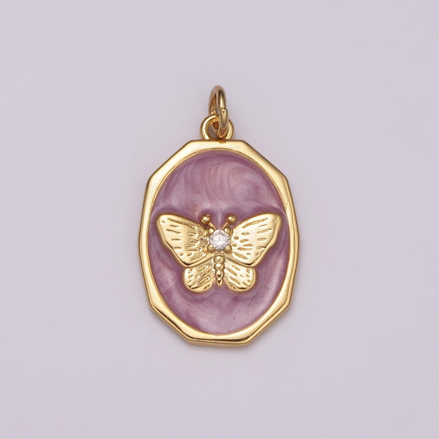 Purple enamel Butterfly charms Oval Epoxy Monarch charms for Necklace bracelets Earring Supply