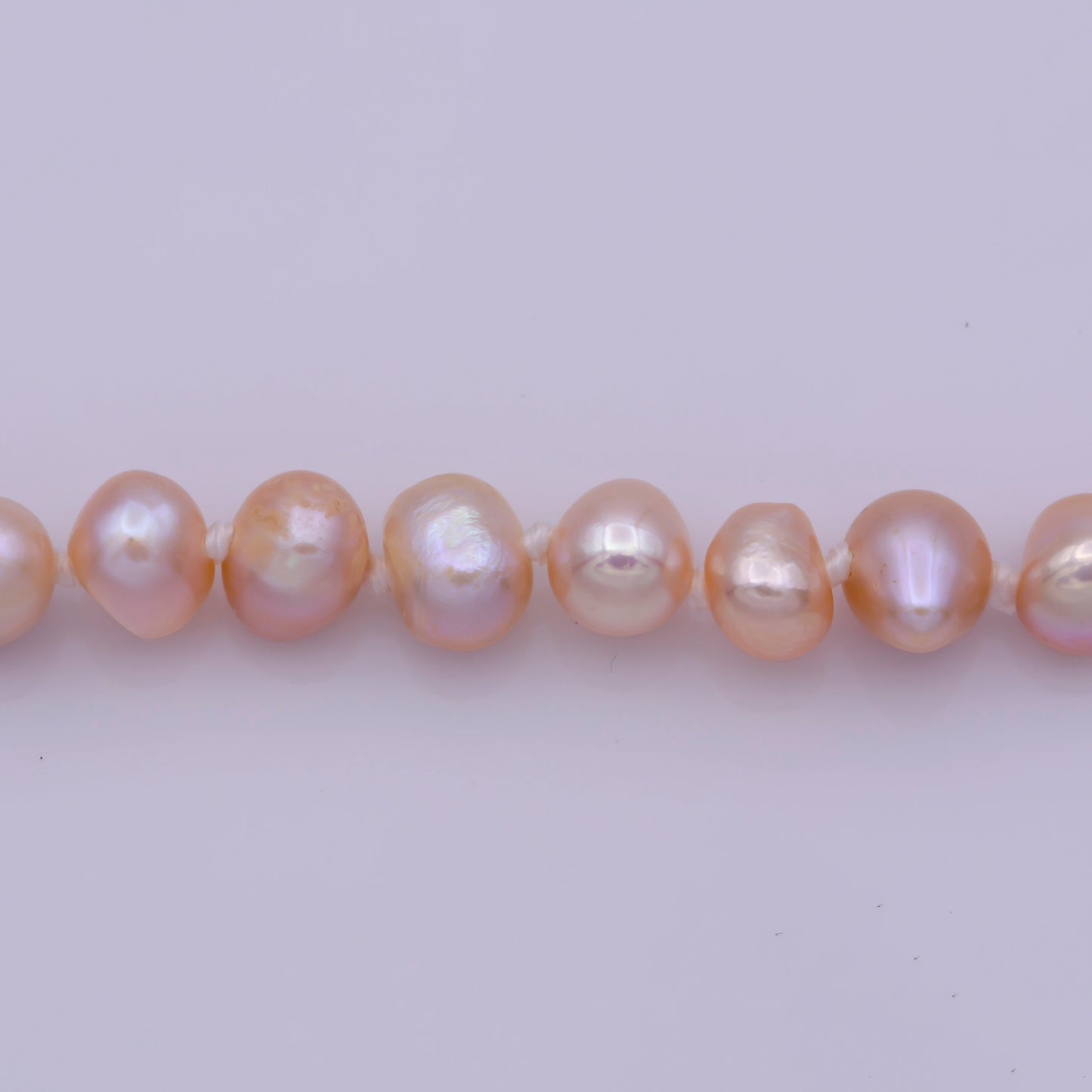Pink Pearl Necklace, Fresh Water Pearl Baroque Chain Necklace17.5" inch Necklace Beaded GoldChainWA-405