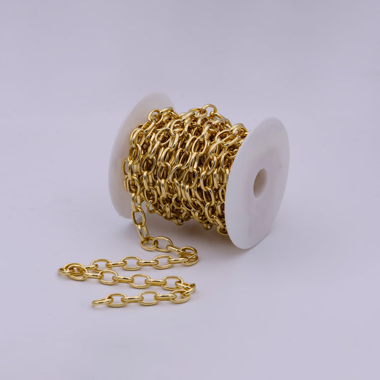 Oval Paperclip Chain Gold by Yard, Oval Link 9.4mmx 12.7mmx2.5mmx 1.6mm(t), Paper Clip Link for DIY Craft, Roll-570