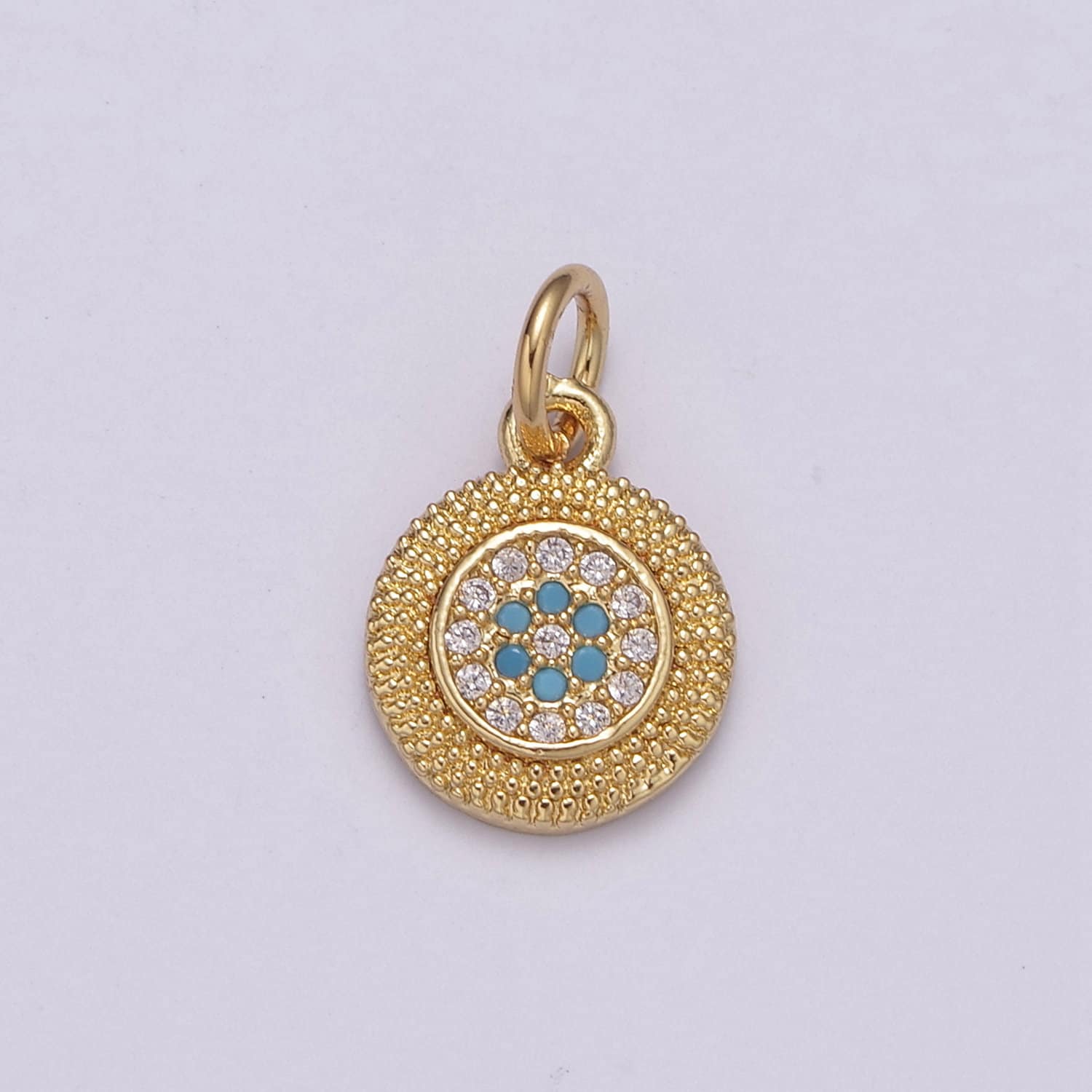 1pc Gold Micro Pave CZ Wreath Charm,Daisy Micro Pave CZ Pendant, Flower Charm Pendant, Cubic Zirconia Flower Jewelry, N-231