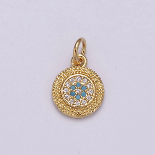 1pc Gold Micro Pave CZ Wreath Charm,Daisy Micro Pave CZ Pendant, Flower Charm Pendant, Cubic Zirconia Flower Jewelry, N-231