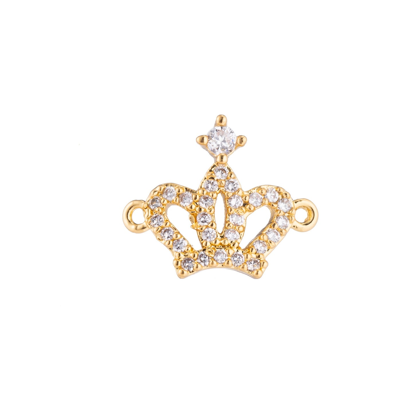 Mini 24K Gold Filled Crown charm, Gold Tiara Link Connector Silver Crown Queen Cz Dainty Charm Connector for Bracelet Necklace