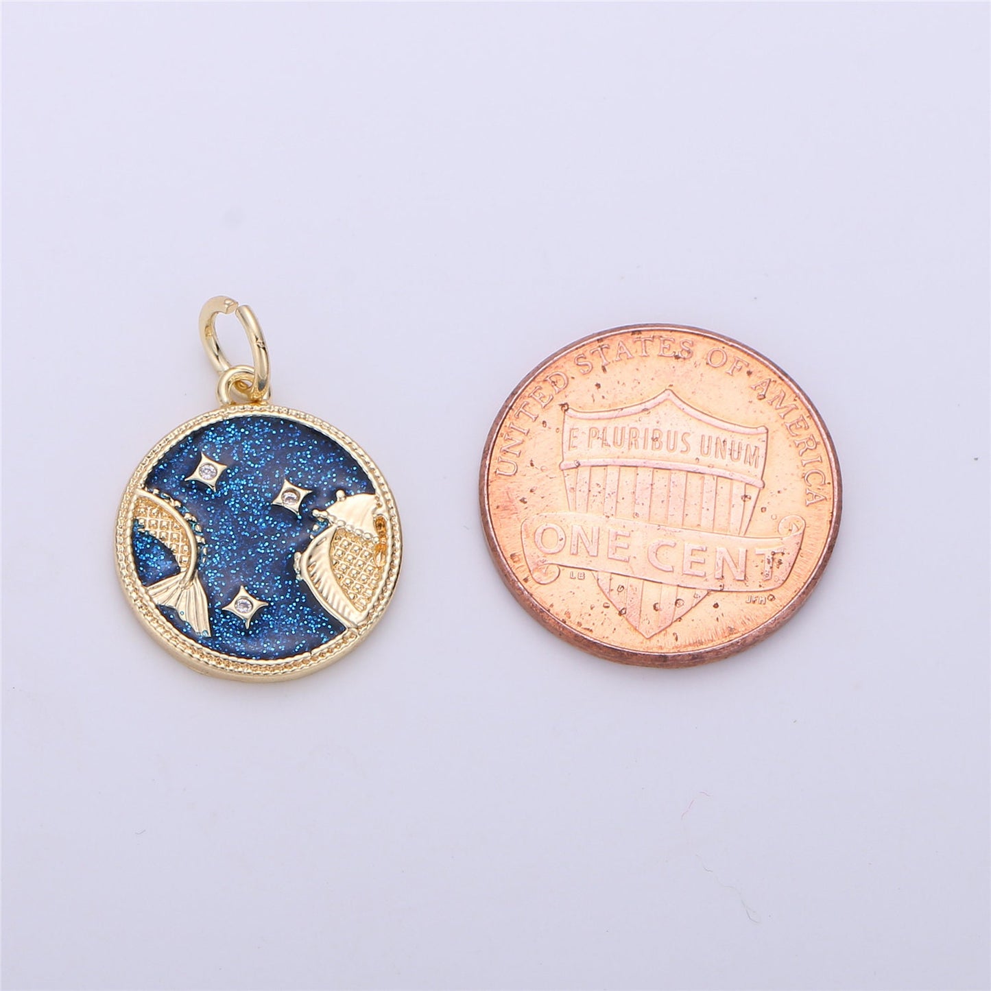 Gold Blue Sparkle Enamel Zodiac Charms Constellation Necklace Pendant for Zodiac Necklace Celestial Jewelry Making Supply, ZODIAC- 11