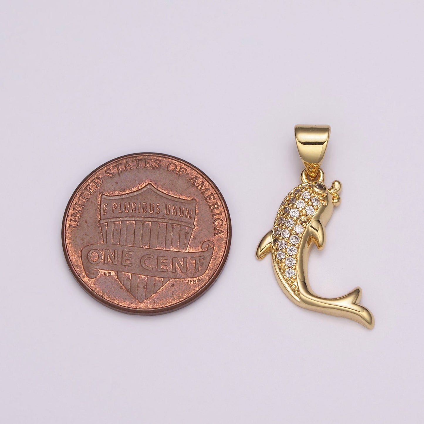 Micro Pave Gold FIshCharms, Whitegold Fish Charm, Gold Baby Shark Under the sea Jewelry Inspired, N-491, N-492