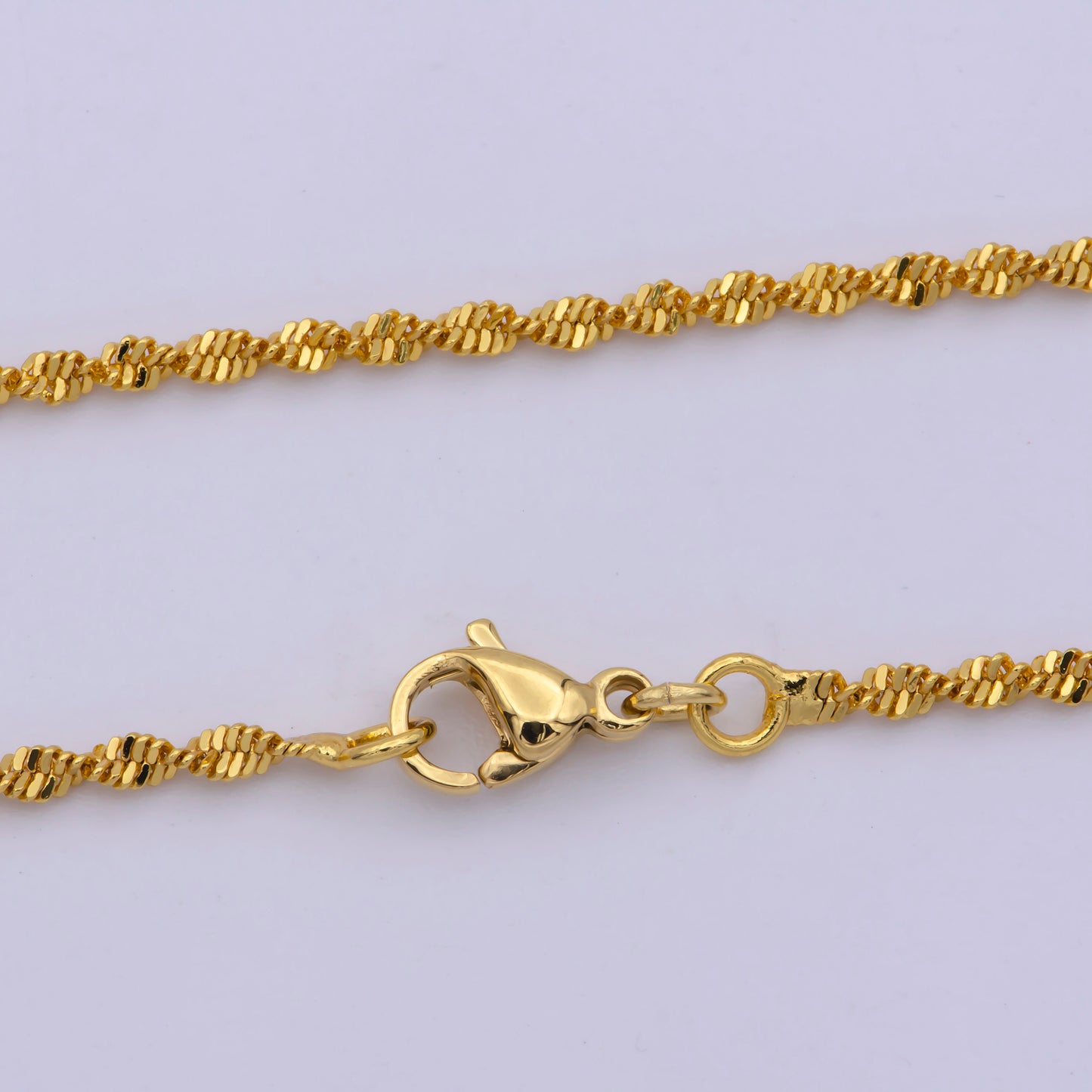 1pc 17.7'' Ready to Use Gold Twisted Necklace Chain, Layering Singapore Chain Dainty Necklace, For Pendant Charm Necklace Making, WA-414