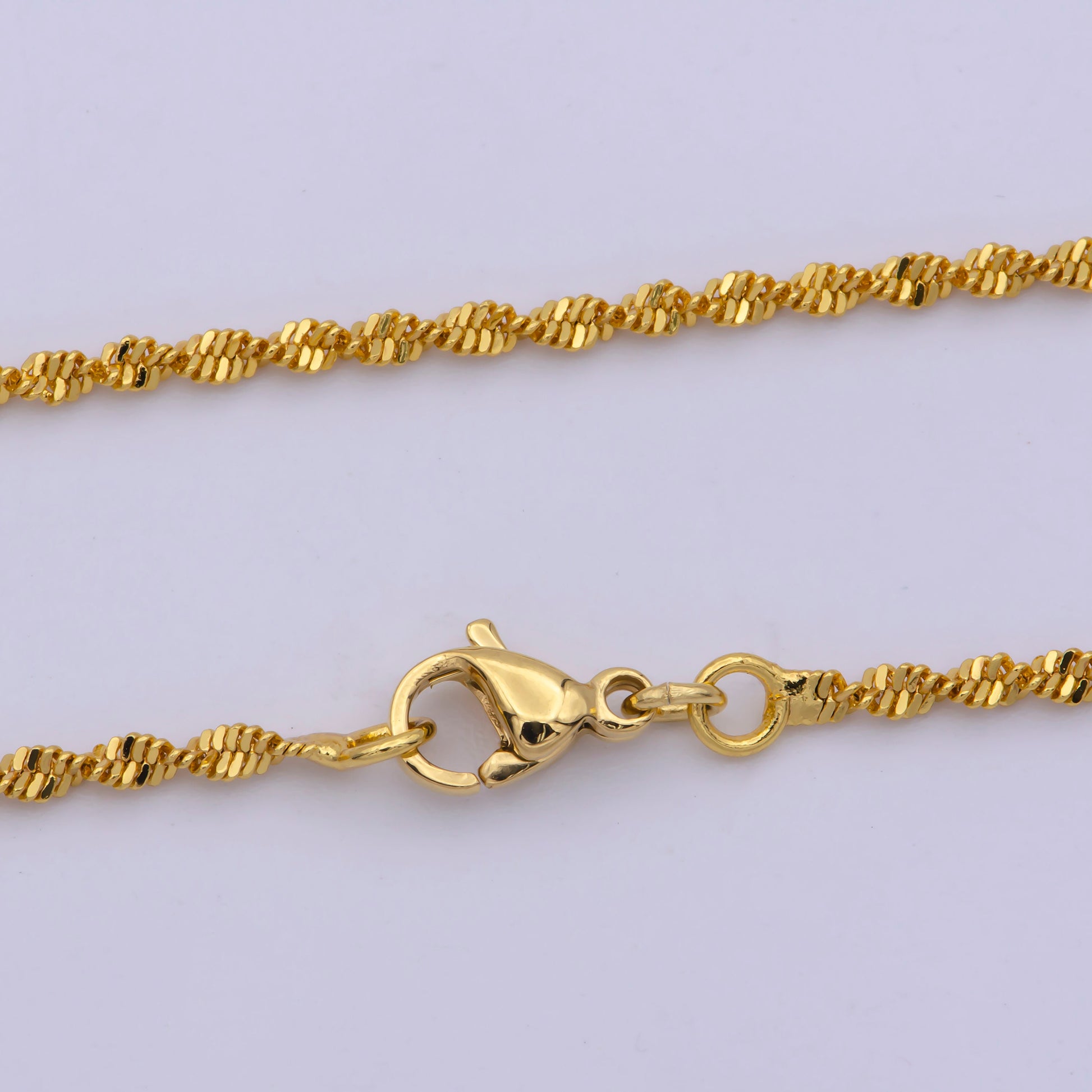 1pc 17.7'' Ready to Use Gold Twisted Necklace Chain, Layering Singapore Chain Dainty Necklace, For Pendant Charm Necklace Making, WA-414