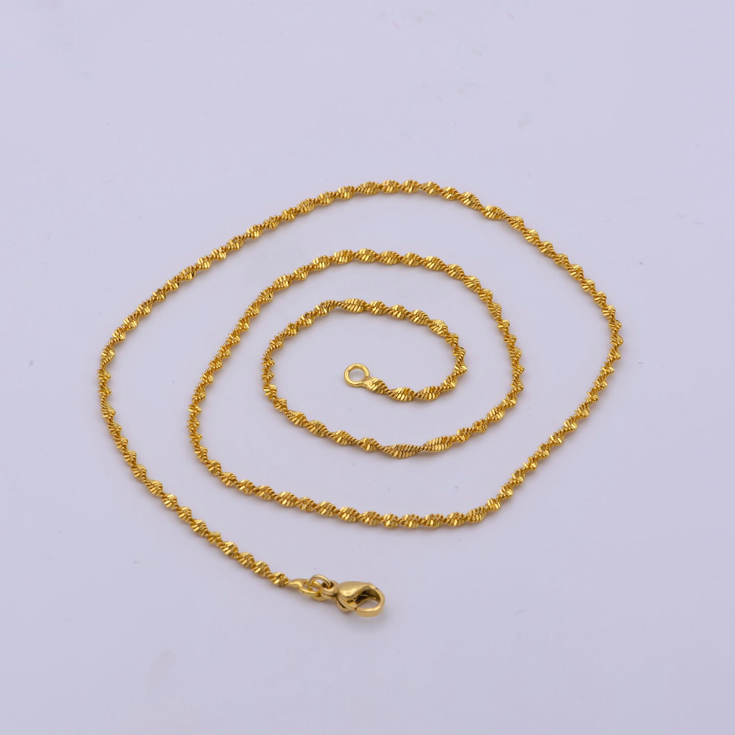 1pc 17.7'' Ready to Use Gold Twisted Necklace Chain, Layering Singapore Chain Dainty Necklace, For Pendant Charm Necklace Making, WA-414