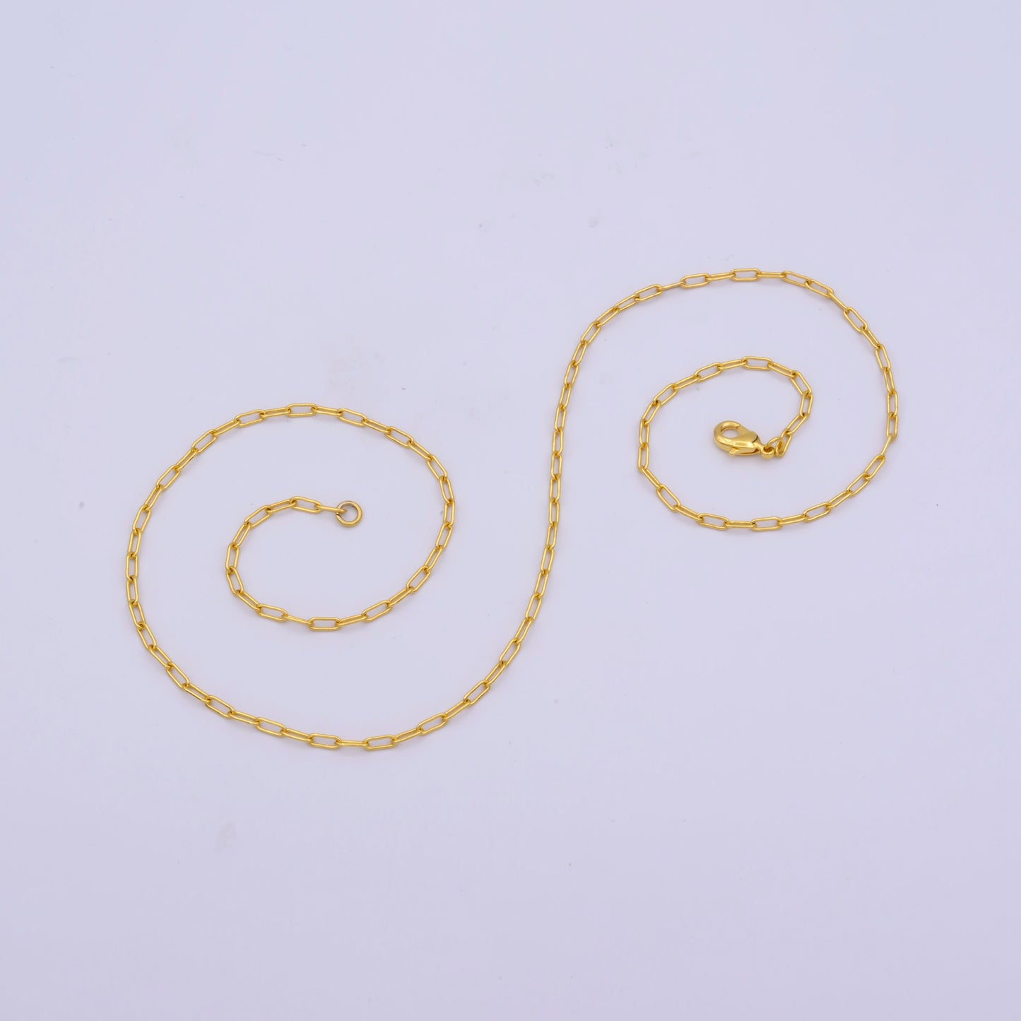 1pc 17.7'' Ready to Use Gold Thin Rolo Necklace Chain, Small paperclip Chain Dainty Necklace, For Pendant Charm Necklace, WA-422