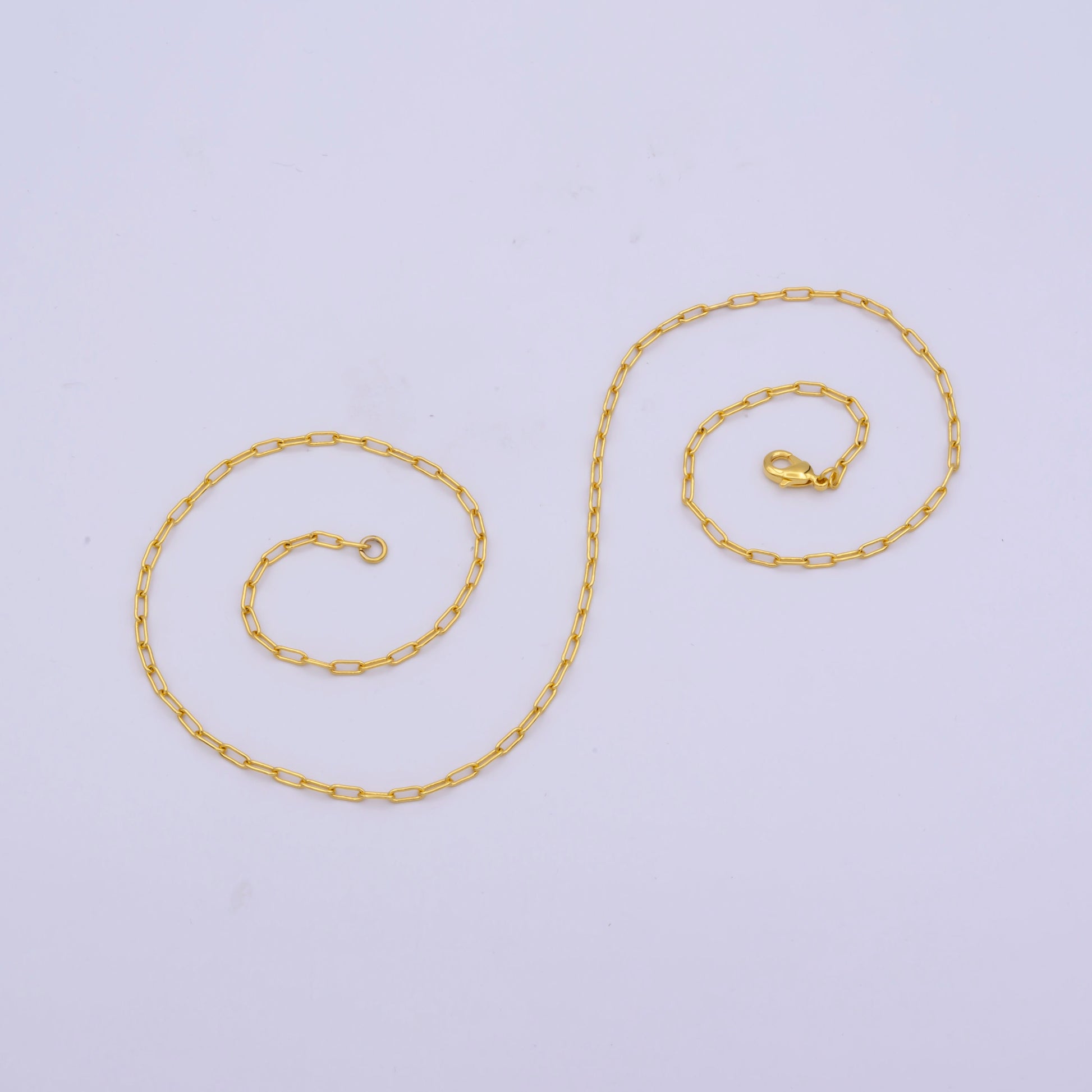 1pc 17.7'' Ready to Use Gold Thin Rolo Necklace Chain, Small paperclip Chain Dainty Necklace, For Pendant Charm Necklace, WA-422