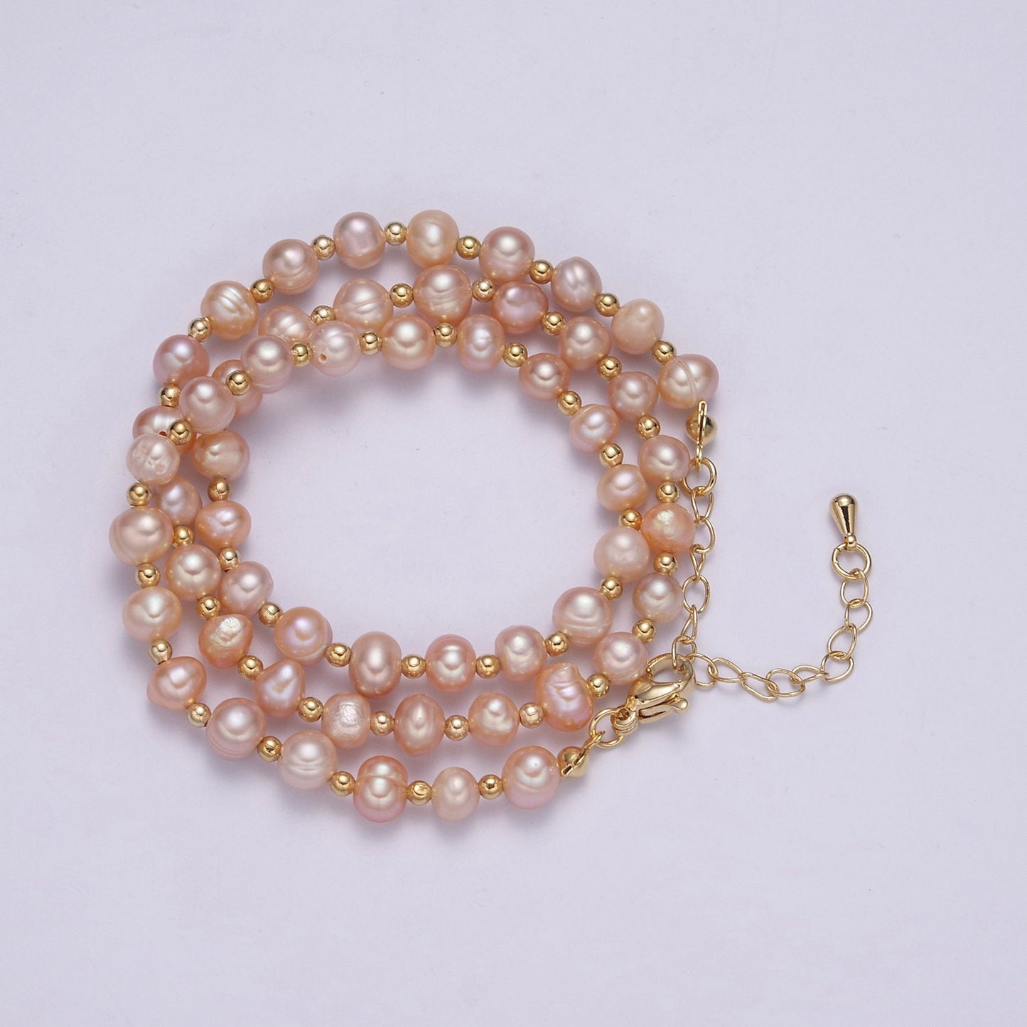 1pc Fresh Warter Pearl Choker Necklace, Black, White,Peach Baroque Pearl Necklace 17"+ 2 inch extender Necklace Beaded Gold Clasp WA 458