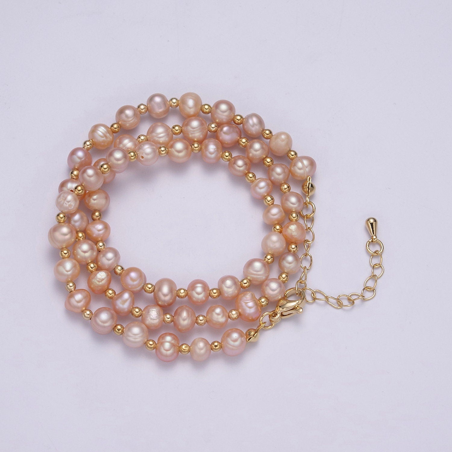 1pc Fresh Warter Pearl Choker Necklace, Black, White,Peach Baroque Pearl Necklace 17"+ 2 inch extender Necklace Beaded Gold Clasp WA 458