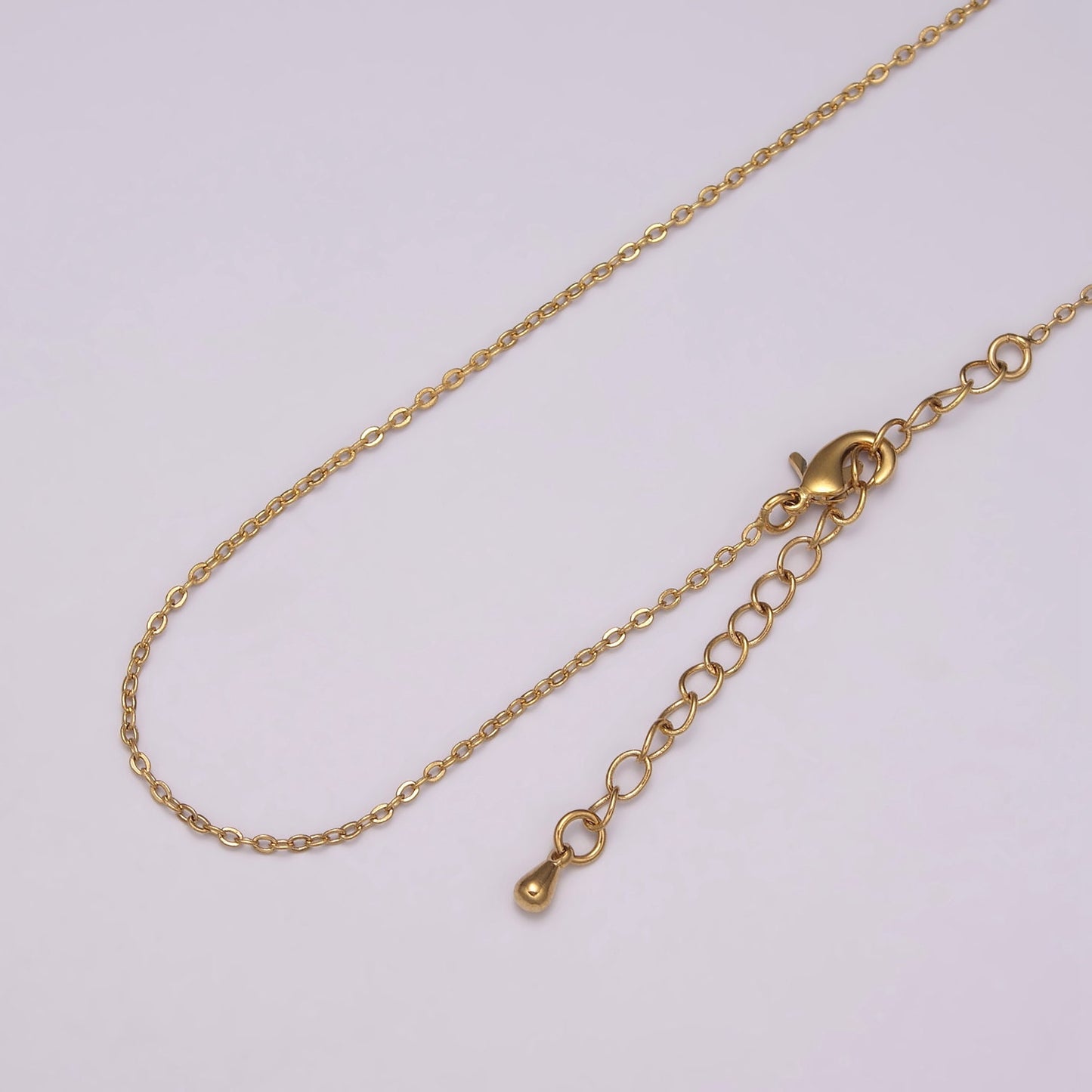 1pc 17.7''+ 2" ext. Ready to Use Gold Rolo Necklace Chain,Layering Box Rolo Chain Dainty Necklace, For Necklace Making | WA-444, WA-445
