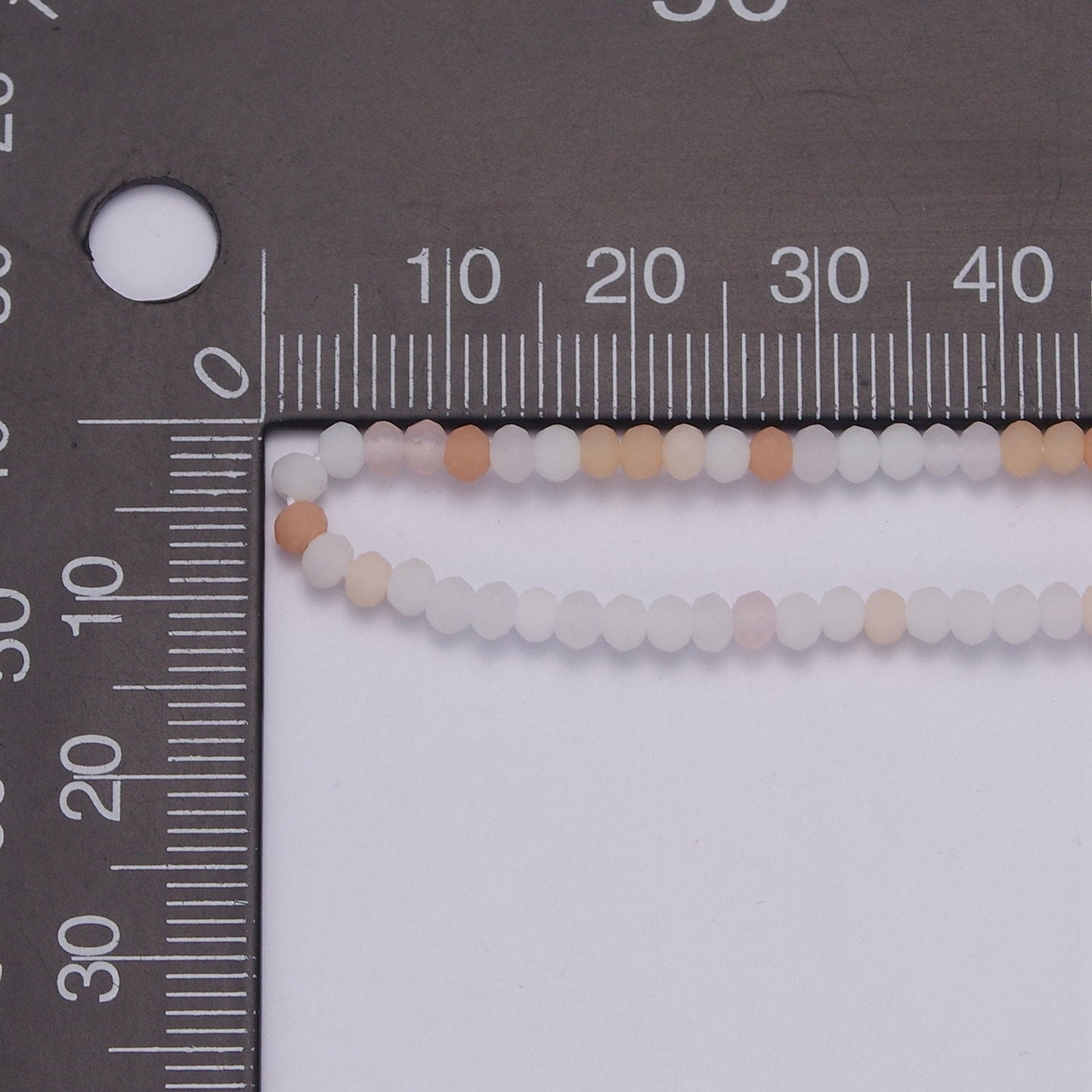 Peach Frost-White Glass Beads Necklace,facetted glass beads Chain Necklace, 17.7" + 2.0 inch Necklace Mixed Color Beaded Gold Clasp, WA-453