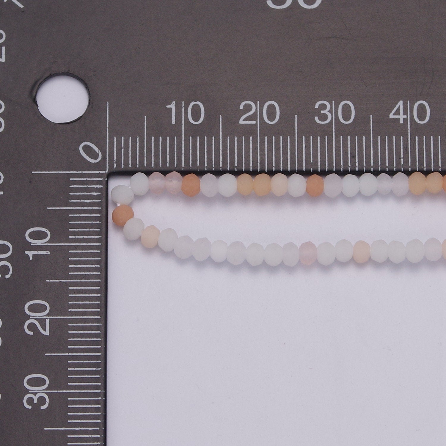 Peach Frost-White Glass Beads Necklace,facetted glass beads Chain Necklace, 17.7" + 2.0 inch Necklace Mixed Color Beaded Gold Clasp, WA-453