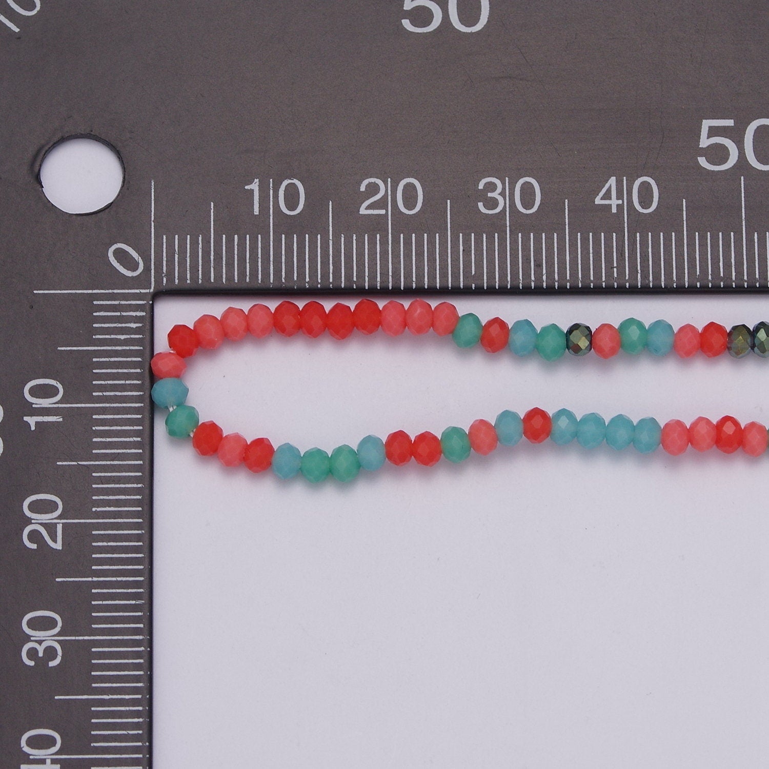 Frosted Glass Beads Necklace,facetted glass beads Chain Necklace, 17.6" + 2.0 inch Necklace Mixed Color Beaded Gold Clasp, WA-454