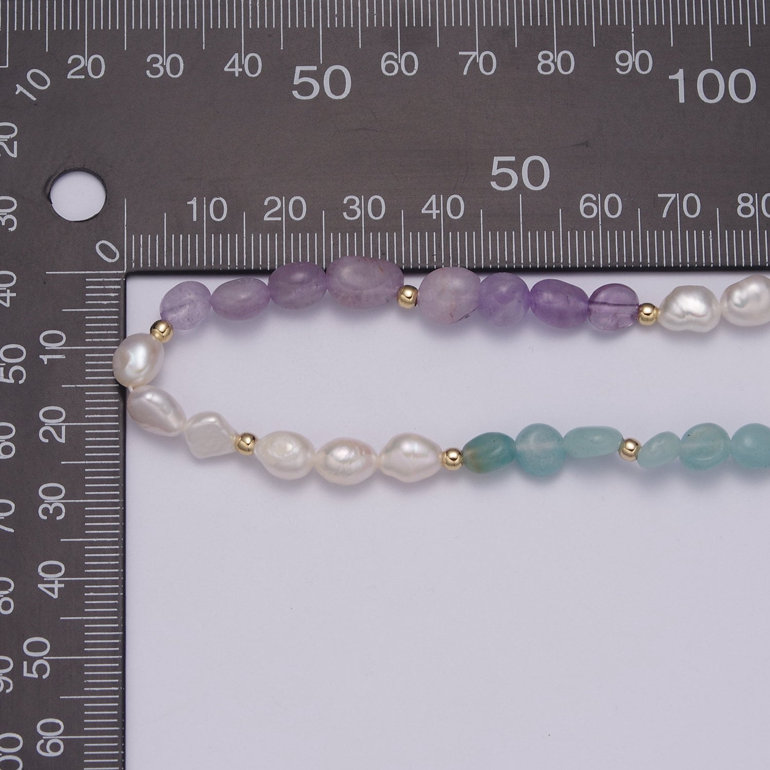Aventurine Beads Necklace,Falourite Natural Stone beads Chain Necklace, 16.0" + 2.0 inch Necklace Pearl Beaded Gold Clasp, WA-457
