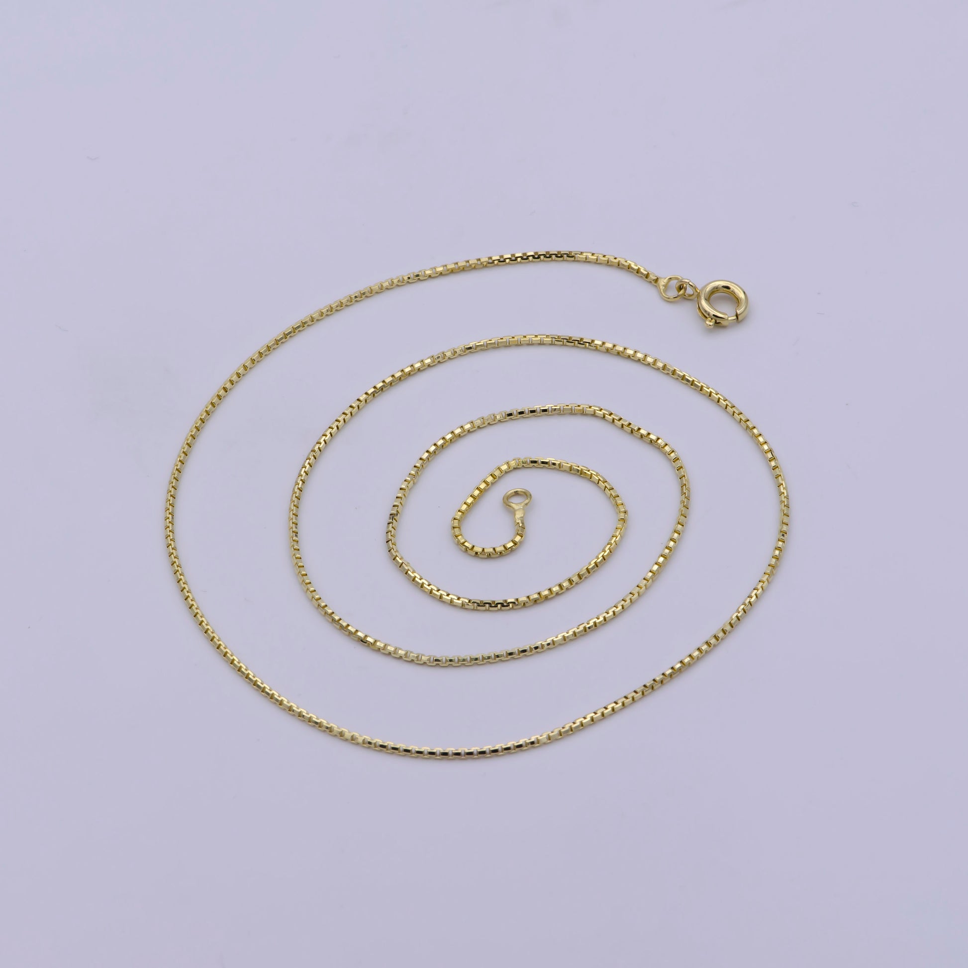 1pc 17.6'' ready to wear Gold Square Box Chain Necklace, Layering Dainty Box Chain For Jewelry Making with Pendant Charm WA-465