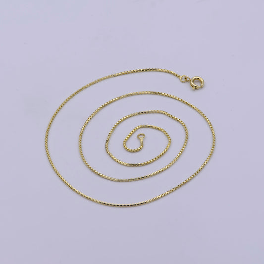 1pc 17.6'' ready to wear Gold Square Box Chain Necklace, Layering Dainty Box Chain For Jewelry Making with Pendant Charm WA-465