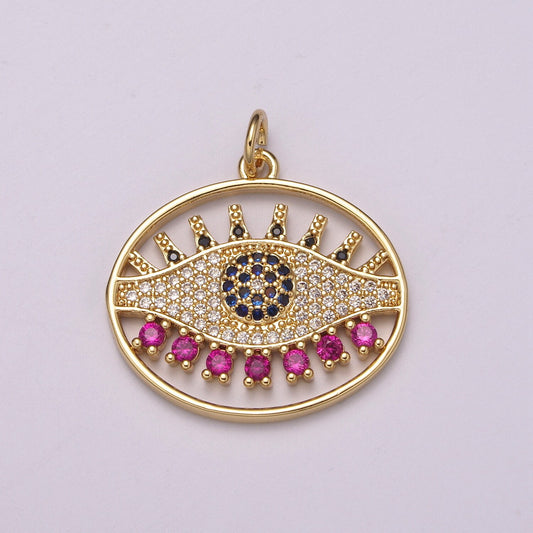 Medallion Pendant, Evil Eye Charm, Protection Amulet Jewelry Eye Charm Coin Medallion Necklace Pendant