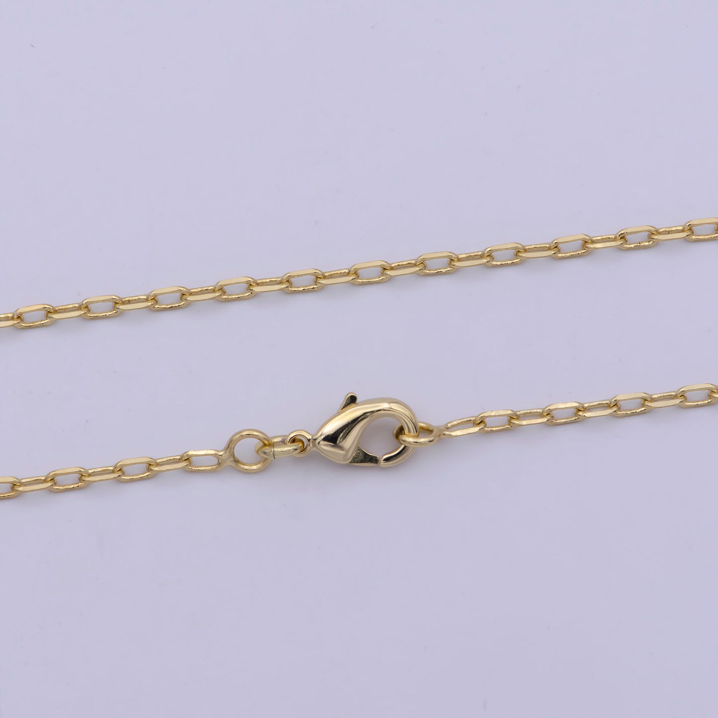 1pc 17.2'' Ready to Use Gold Thin Cable Necklace Chain, Small paperclip Chain Dainty Necklace, For Pendant Charm Necklace, WA-466