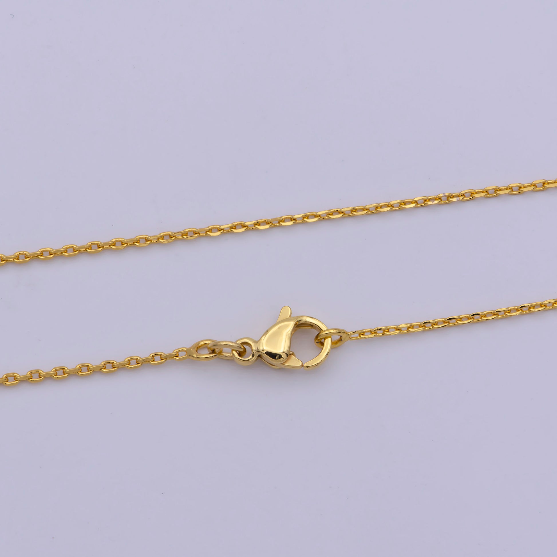 1pc 17.5'' Ready to Use Gold Thin Cable Necklace Chain, Small Oval Chain Dainty Necklace, For Pendant Charm Necklace, WA-467