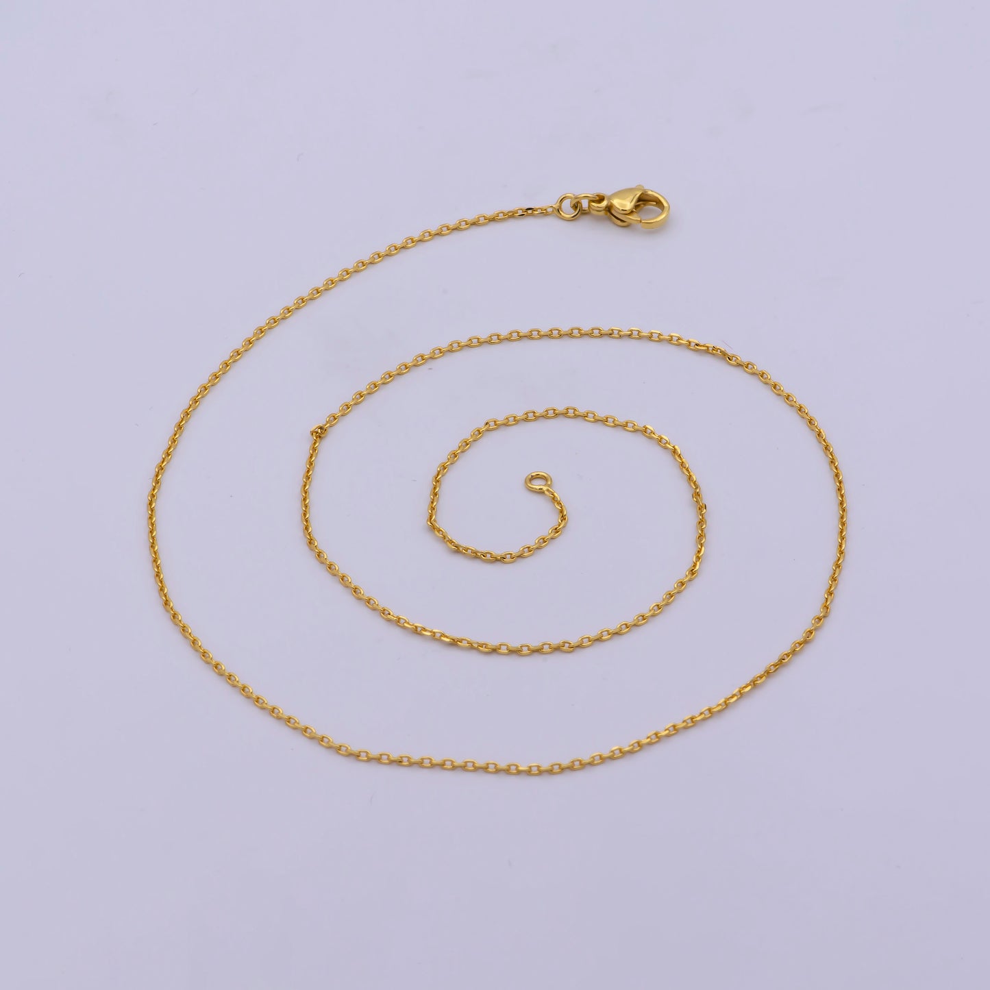 1pc 17.5'' Ready to Use Gold Thin Cable Necklace Chain, Small Oval Chain Dainty Necklace, For Pendant Charm Necklace, WA-467