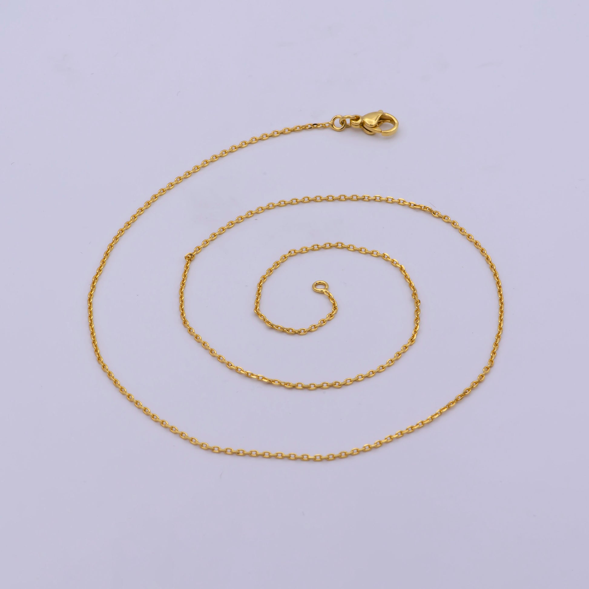 1pc 17.5'' Ready to Use Gold Thin Cable Necklace Chain, Small Oval Chain Dainty Necklace, For Pendant Charm Necklace, WA-467