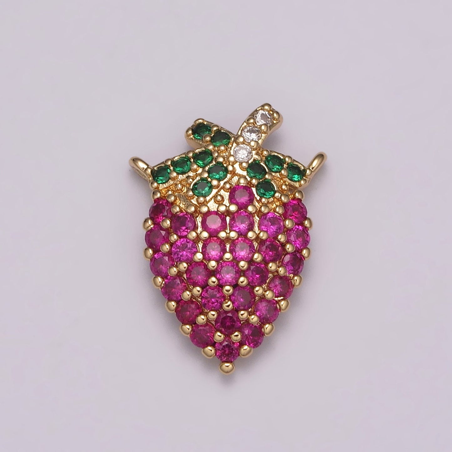 18k Gold Filled Strawberry Charm Connector Double loop Link connector for Necklace bracelet supply