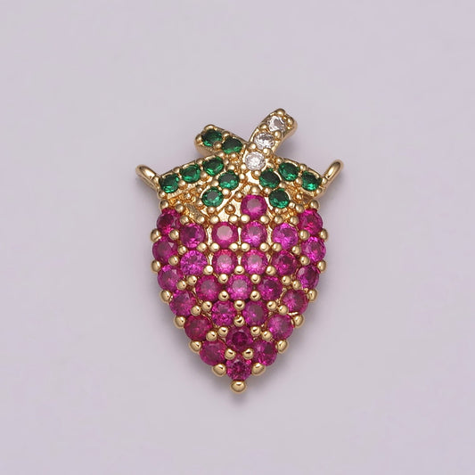 18k Gold Filled Strawberry Charm Connector Double loop Link connector for Necklace bracelet supply