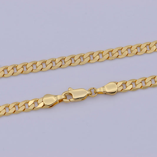 1pc 19.7'' Ready to Use Gold Cuban Curb Necklace Chain, Layering Miami Curb Chain Dainty Necklace, For Pendant Charm Necklace,WA- 472