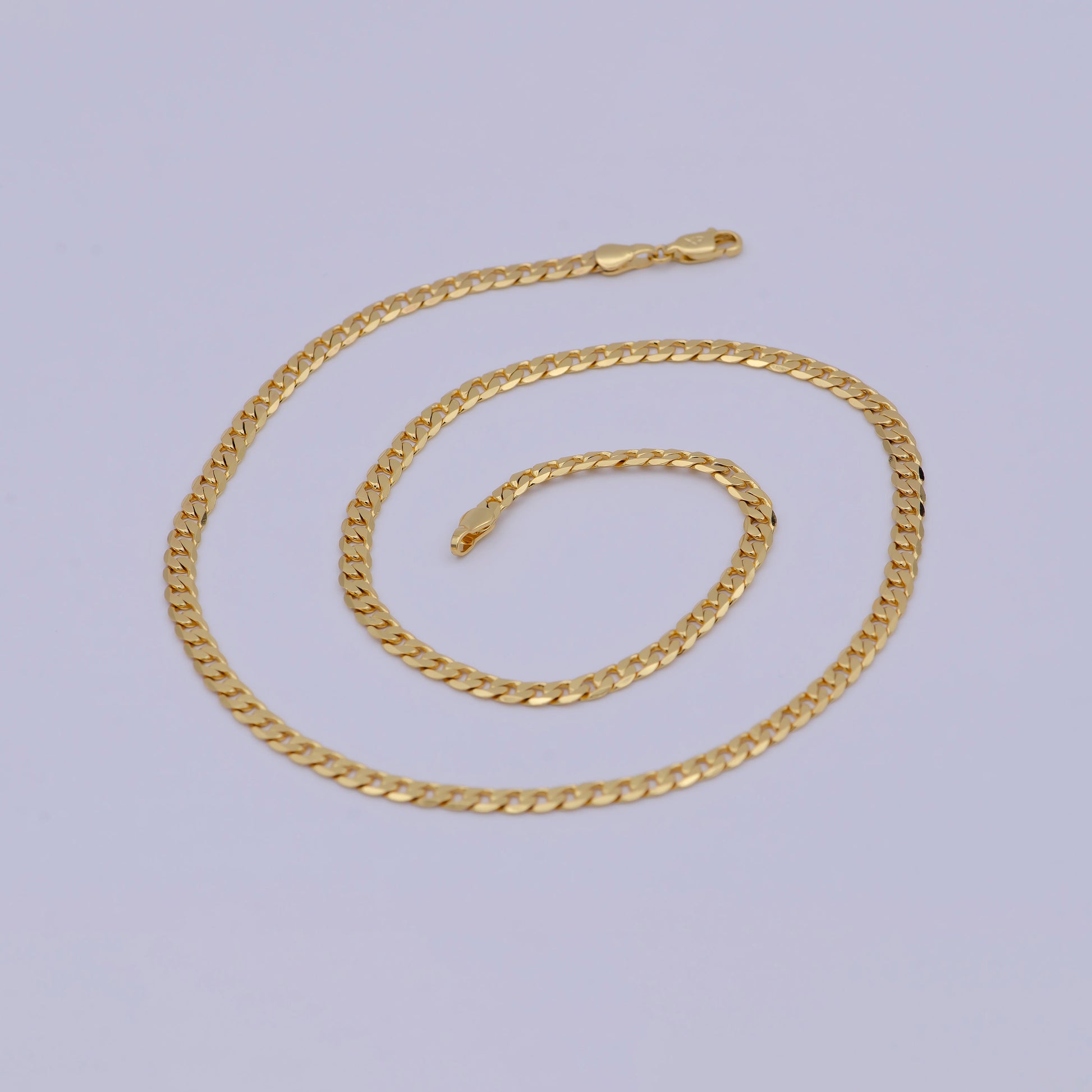 1pc 19.7'' Ready to Use Gold Cuban Curb Necklace Chain, Layering Miami Curb Chain Dainty Necklace, For Pendant Charm Necklace,WA- 472