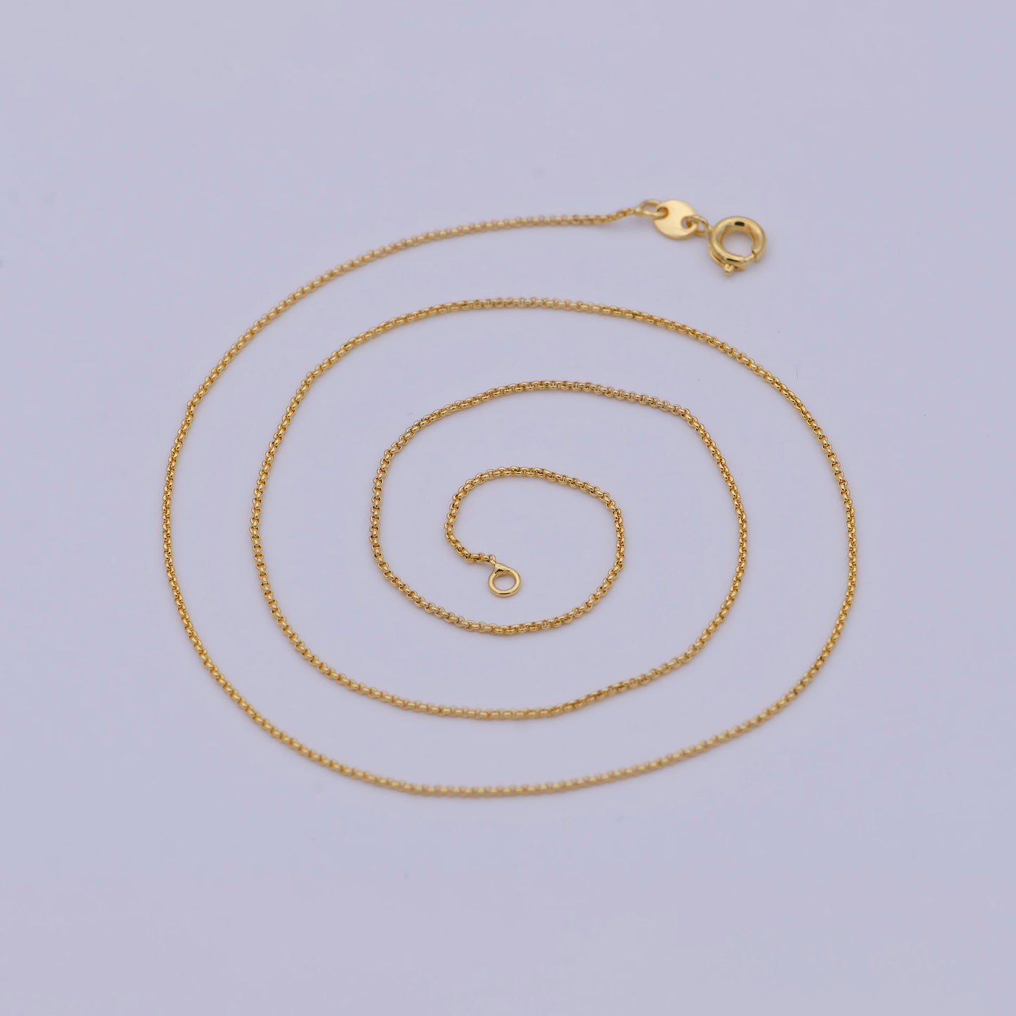 1pc 17.7'' Ready to Use Gold Thin Rolo Necklace Chain, Small Round Rolo Chain Dainty Necklace, For Pendant Charm Necklace, WA-473