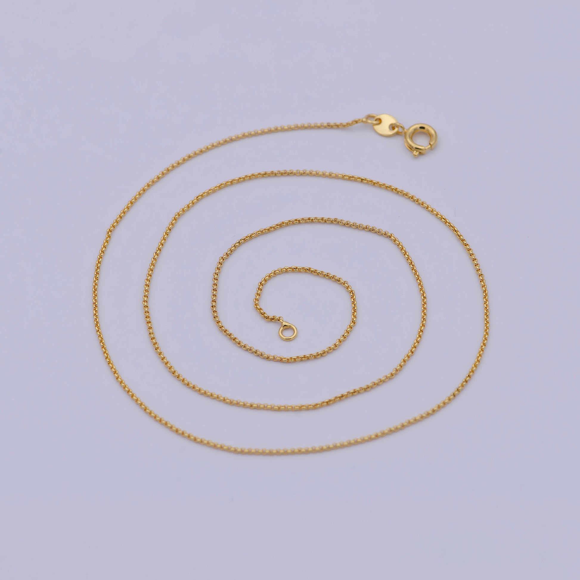 1pc 17.7'' Ready to Use Gold Thin Rolo Necklace Chain, Small Round Rolo Chain Dainty Necklace, For Pendant Charm Necklace, WA-473