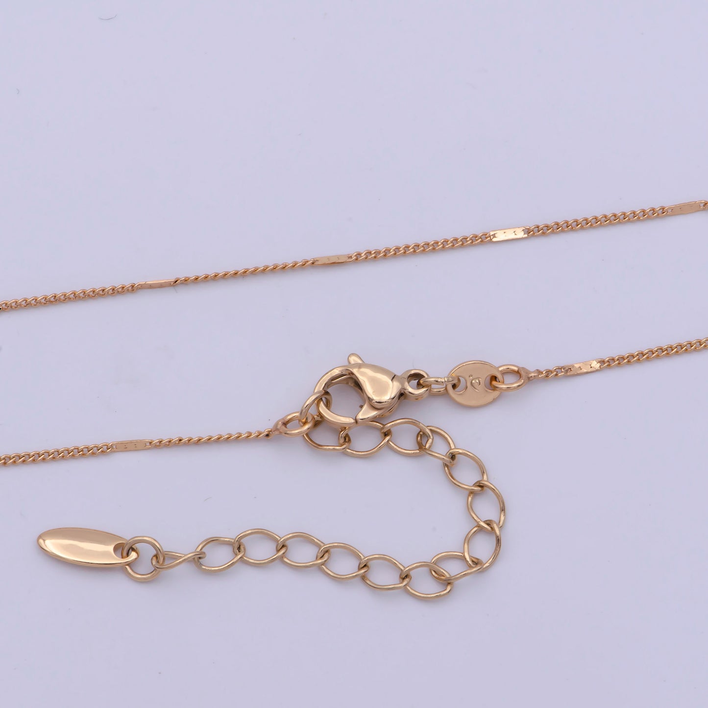 1pc 18'' +2" Ext.Ready to Use Gold Cuban Curb Necklace Chain,Flat Plate sequence Curb Chain Necklace, Lobster Clasp, Width is 0.7mm,WA-475
