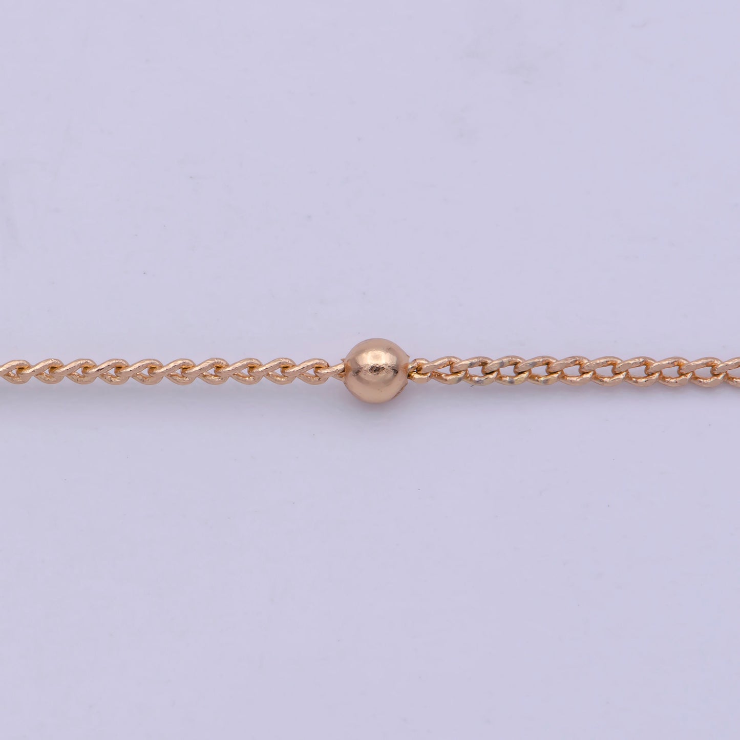 1pc 17.7" Ready to Use Gold twist Cuban Curb Necklace Chain, Ball beads sequence Curb Chain Necklace, Lobster Clasp, Width is 0.8mm,WA-477