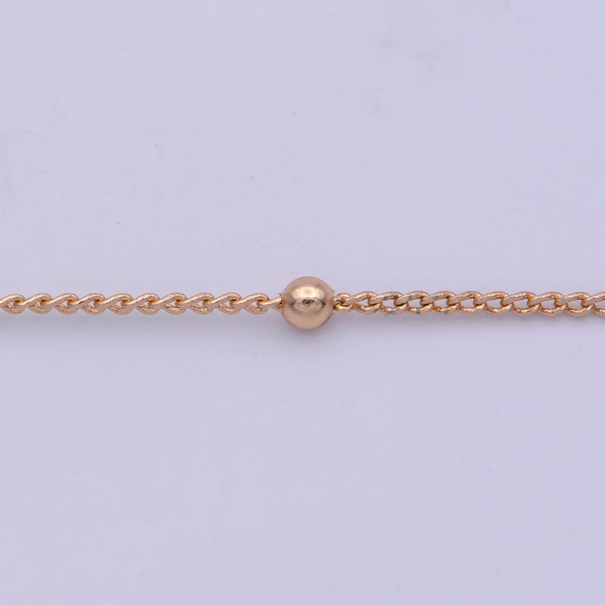 1pc 17.7" Ready to Use Gold twist Cuban Curb Necklace Chain, Ball beads sequence Curb Chain Necklace, Lobster Clasp, Width is 0.8mm,WA-477