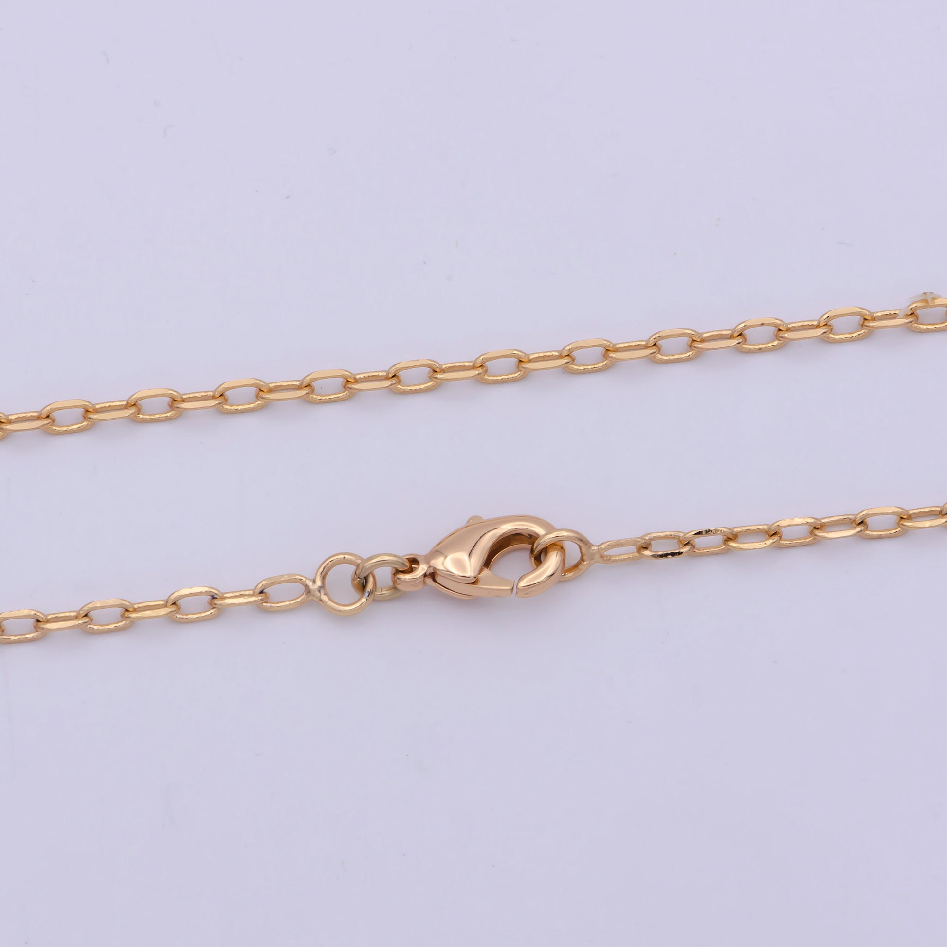 1pc 21.4'' Ready to Use Gold Thin Cable Necklace Chain, Small Oval Chain Dainty Necklace, For Pendant Charm Necklace, WA-478
