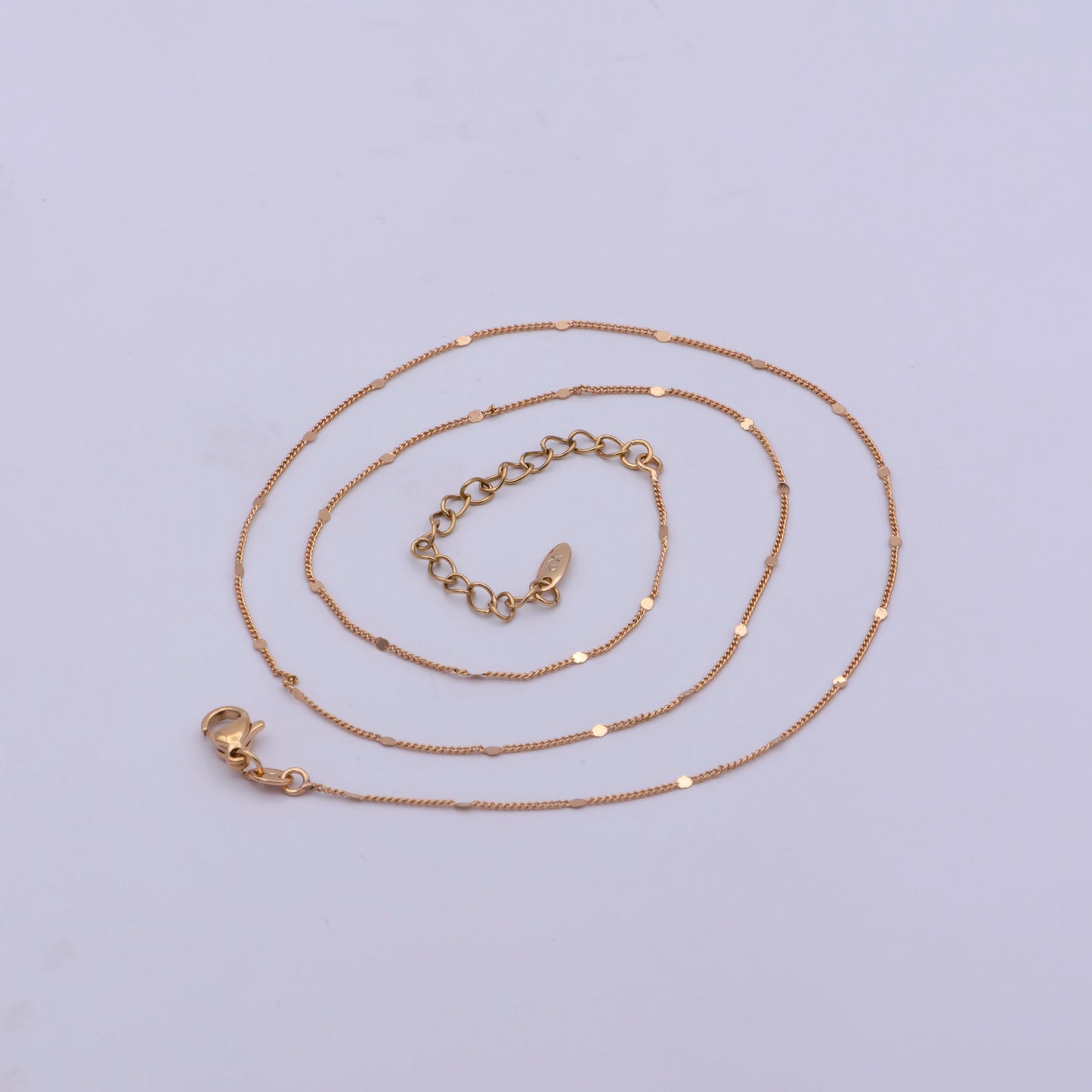 1pc 17.9" Ready to Use Gold twist Cuban Curb Necklace Chain,Pressed Round sequence Curb Chain Necklace, Lobster Clasp, Width is 0.8mm,WA-477