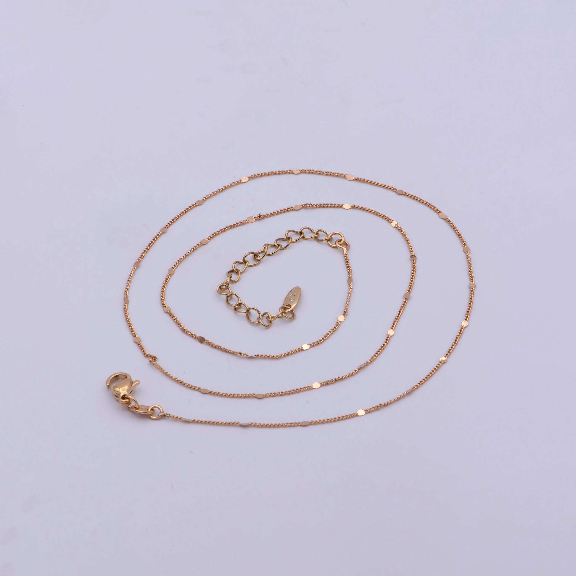 1pc 17.9" Ready to Use Gold twist Cuban Curb Necklace Chain,Pressed Round sequence Curb Chain Necklace, Lobster Clasp, Width is 0.8mm,WA-477