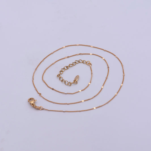 1pc 17.9" Ready to Use Gold twist Cuban Curb Necklace Chain,Pressed Round sequence Curb Chain Necklace, Lobster Clasp, Width is 0.8mm,WA-477