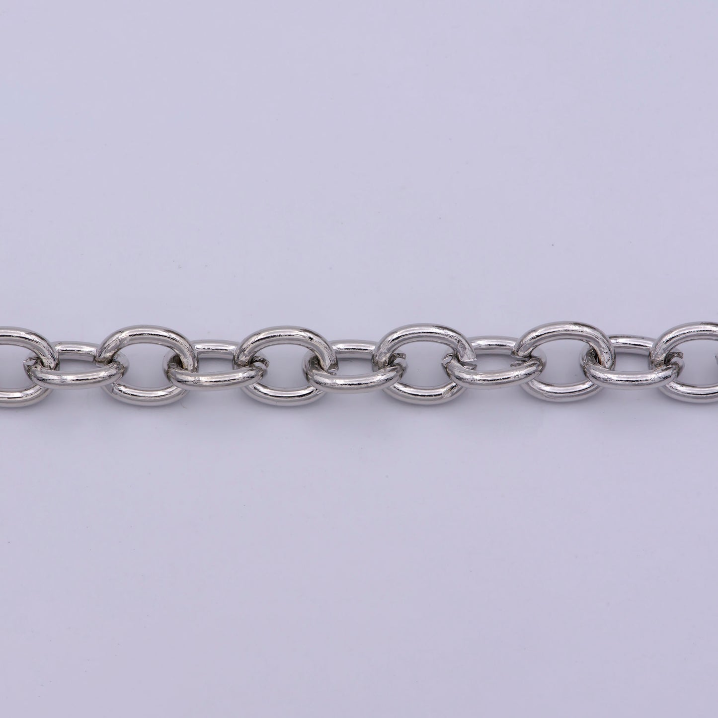 White Gold Rolo Chain by Yard, Oval Link Chain , Wholesale bulk Roll Chain for Jewelry Making, Size 9 x7.1mm, 565