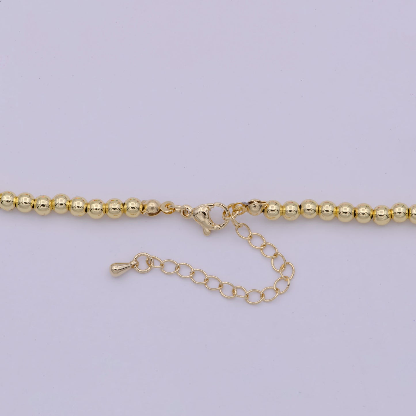 Multi color Glass Beads Necklace,Pearl gold beads Chain Necklace, 16.5" + 2.0 inch Necklace Polymer Clay Beaded Gold Clasp, WA-508