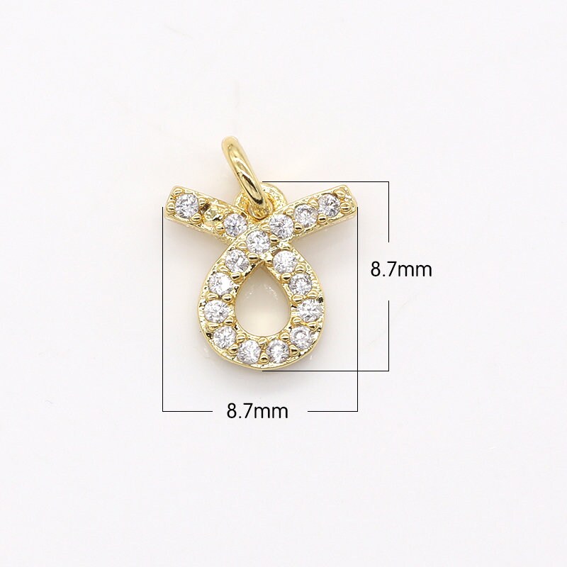 Add on Small Cz Zodiac Charms- Gold Filled over Brass Astrological Zodiac Signs Symbols, Birthday Personalized Horoscope Charm A-1313