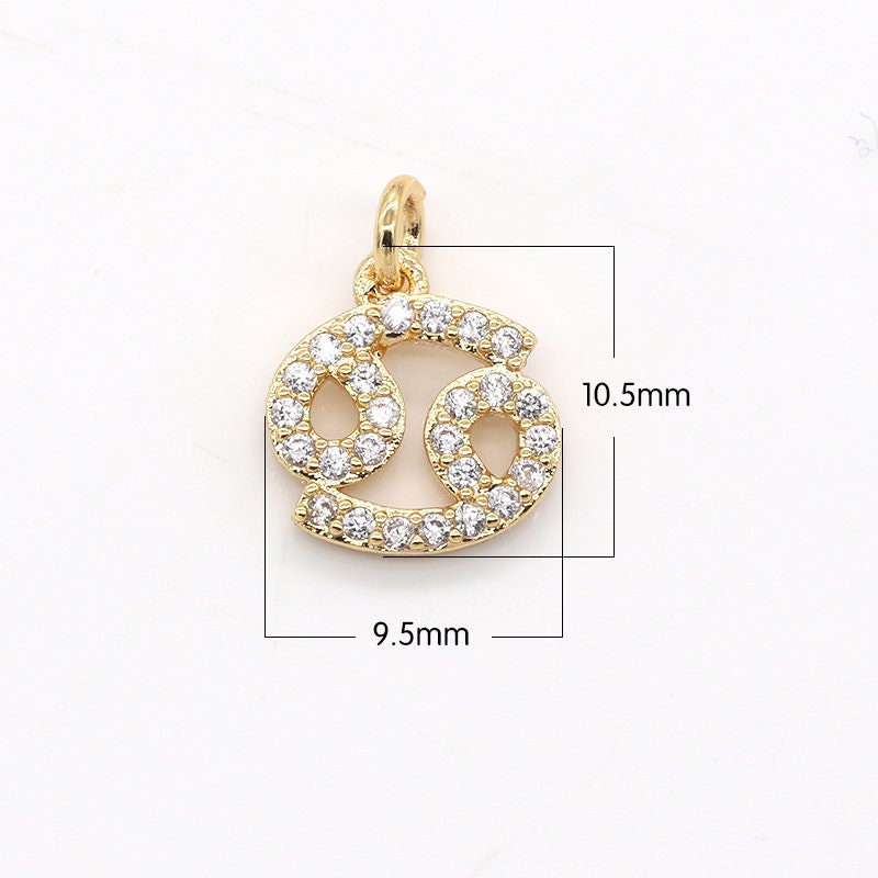 Add on Small Cz Zodiac Charms- Gold Filled over Brass Astrological Zodiac Signs Symbols, Birthday Personalized Horoscope Charm A-1313