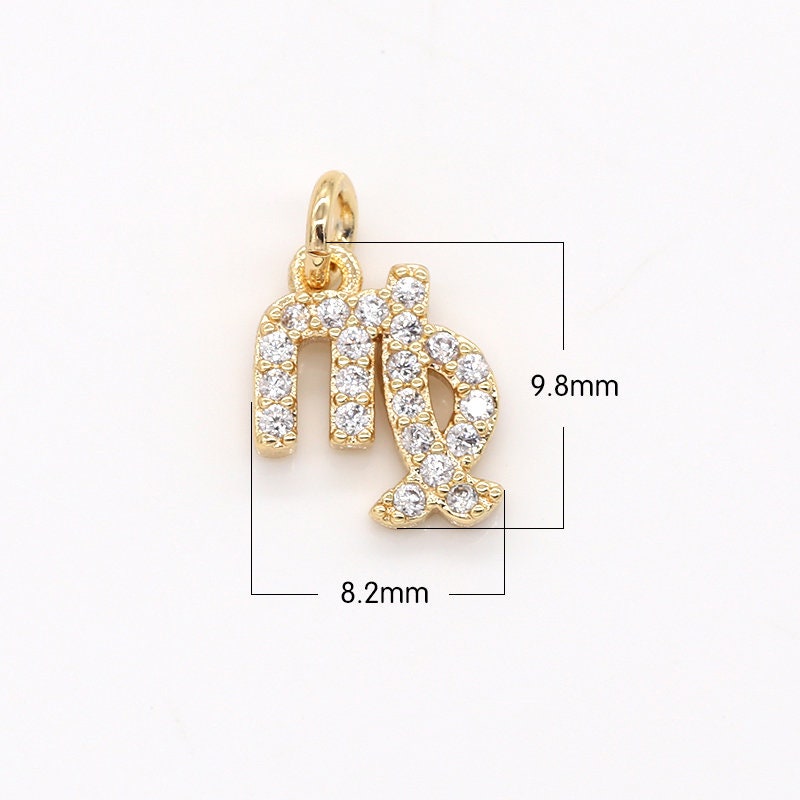 Add on Small Cz Zodiac Charms- Gold Filled over Brass Astrological Zodiac Signs Symbols, Birthday Personalized Horoscope Charm A-1313