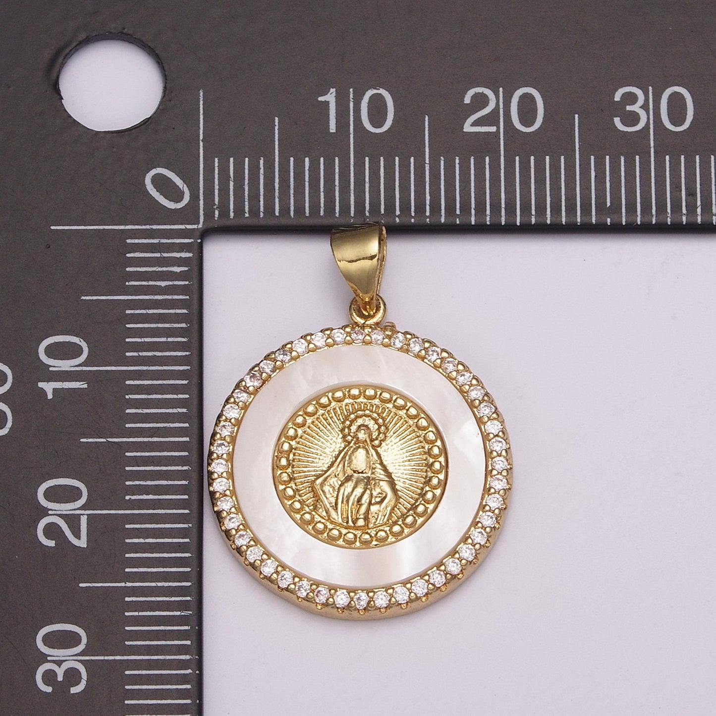 14K Gold Filled Virgin Mary, Miraculous Lady, Lady Guadalupe Cubic Zirconia Charm Pearl Pendant for Religious Necklace Bracelet Supply