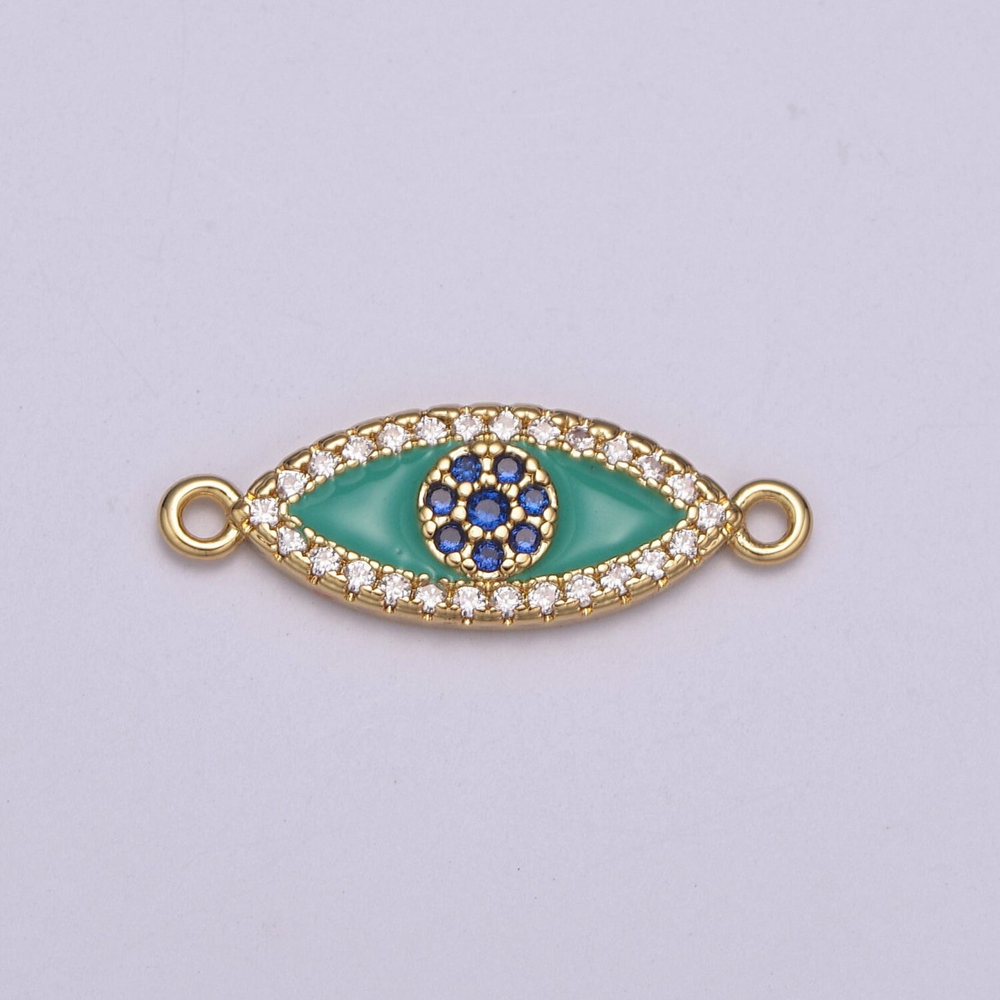 Evil Eye Enamel Gold, Whitegold Connector Charm, Micro Pave Evil Eye Charm for Amulet Jewelry Making Supply Protection Jewelry,Y-418~Y-419