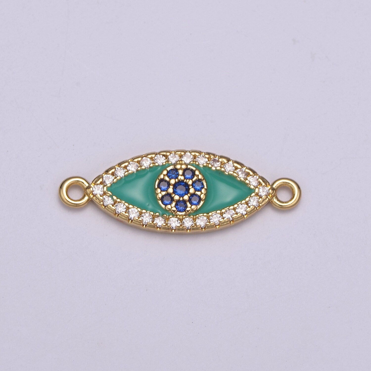 Evil Eye Enamel Gold, Whitegold Connector Charm, Micro Pave Evil Eye Charm for Amulet Jewelry Making Supply Protection Jewelry,Y-418~Y-419